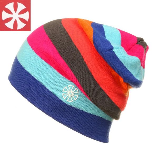 

women's winter hats rainbow striped ski hat warm knitted men hat beanies fashion hip hop skullies for men women, Black;white