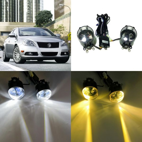 

july king 24w bifocal fog lamp case for suzuki kizashi 2011-2016, 6000k white daytime running light drl + 6000k high beam + 4300k low beam