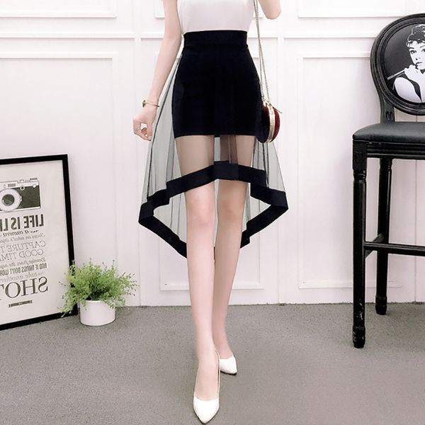 

mesh skirts woman knee-length empire waist summer black a-line casual sweet female skirts