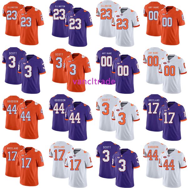 

19 ncaa football clemson tigers 23 andre ellington 3 artavis scott 44 b.j. goodson 17 bashaud breeland jerseys, Black;red