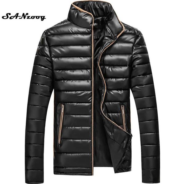 

оптовая продажа-2016 зима мужчины новый модный бренд ультра легкий хлопок куртка одежда hombre стенд тонкий толстый теплый платье 4 цвета па, Black