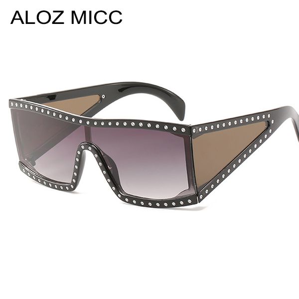 

2019 new italy women oversize square sunglasses crystal shield goggle sun glasses women flat eyewear q486, White;black