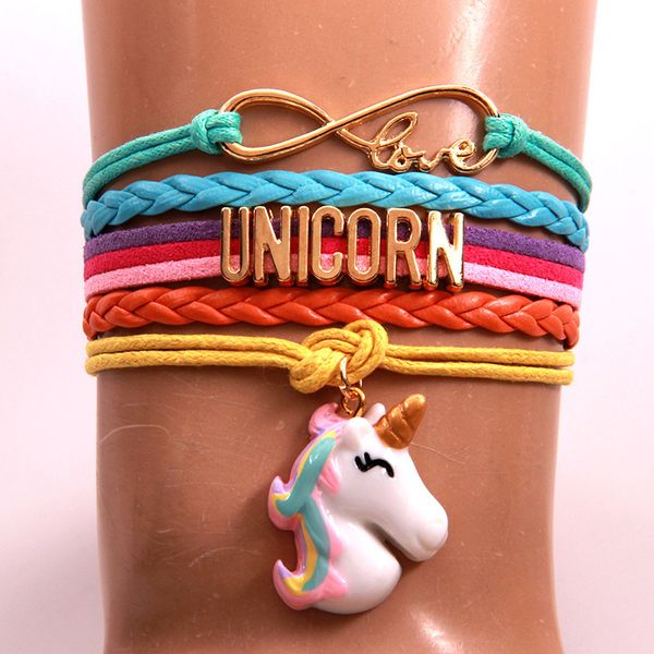 

2019 Weave Bracelet Unicron Colorful Unicorn Pendeloque Cut Letter Bracelet