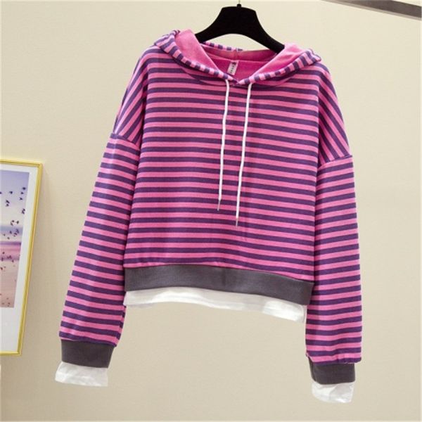 

women's hoodies & sweatshirts stripe casual all match thick loose women tracksuit sudaderas mujer jumper fashion autumn 2021, Black