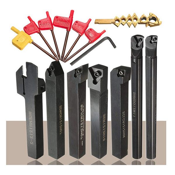 

7pcs 12mm mini micro cnc tool set shank lathe turning tool holder boring bar insert wrench kit lathe instrument machine clamp