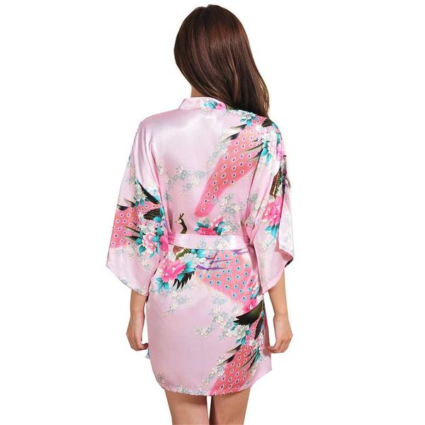 

pink chinese women silk rayon mini robe kimono bath gown intimate lingerie pajama plus size s  l xl xxl xxxl zs027, Black;red