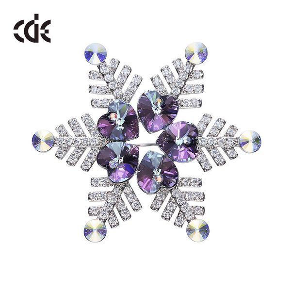 

cde classic women jewelry accessories snowflower brooch purple heart crystal from brooch wholesale dropshipping 1pcs, Gray