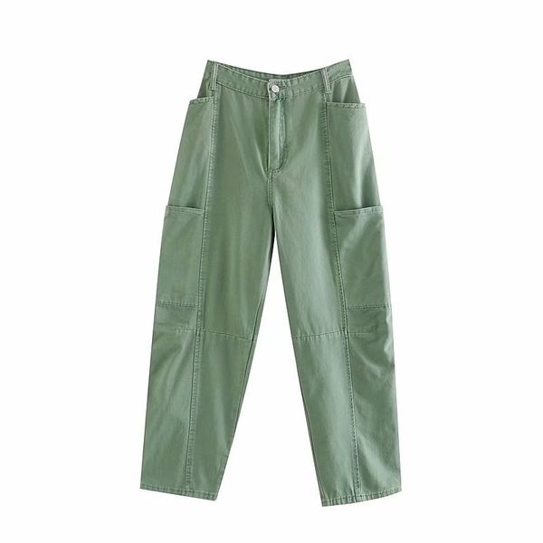 

streetwear loose mom jeans 2019 women boyfriend pockets cargo jeans trousers fashion high waist green denim pants bottoms, Blue