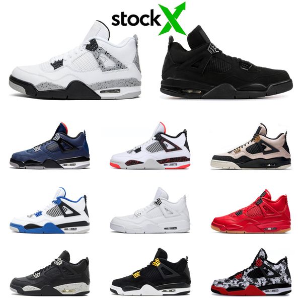 

stock x jumpman 4 4s men basketball shoes fire red black cat cool grey punch white cement mens trainers fashion sports sneakers