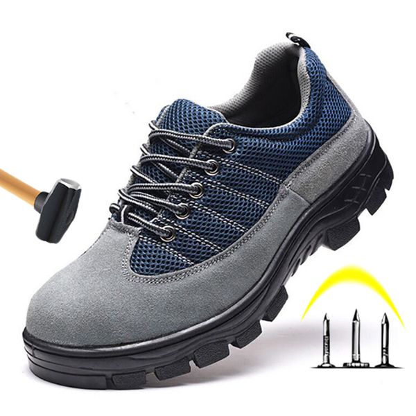 

nice work safety shoes men boots steel toe safety boots anti-puncture men work shoes indestructible male adult, Black