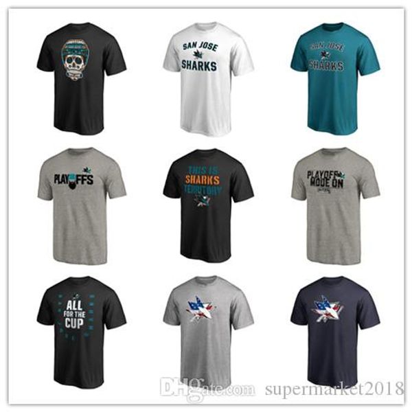 

men's san jose sharks t-shirts designer hockey jersey black gray 2019 men's sports outdoor short shirts price printed brand