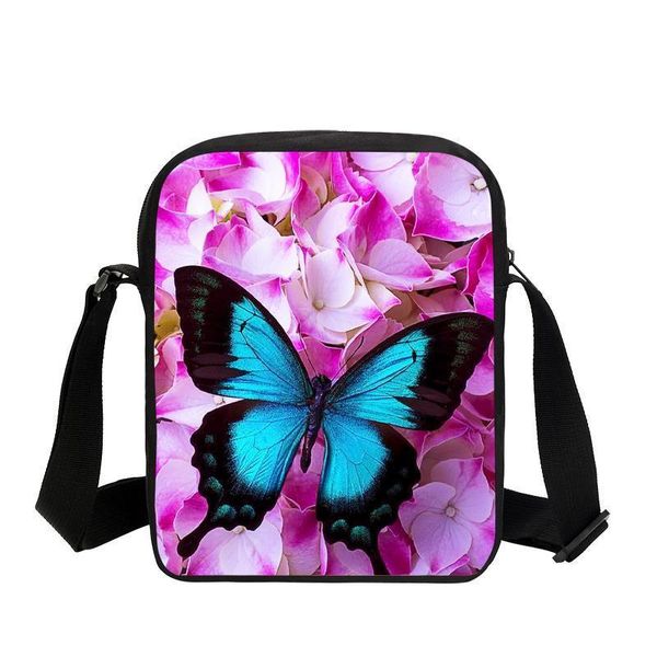 

fashion butterfly and flower print children shoulder bag cute baby girls crossbody purse women handbag kids school messenger bag