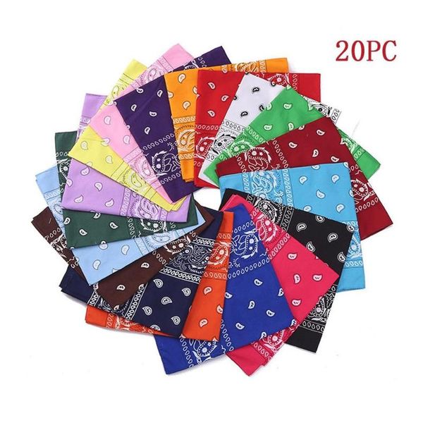 

20208/12/ 18pcsfashion hip hop 100% cotton bandana square scarf 55cm*55cm black red paisley headband printed