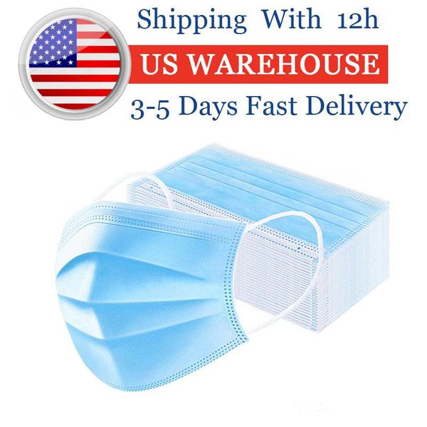 

disposable face masks us stock 3-layer face masks non woven filter protective anti-dust polluation mouth masks dhl ing