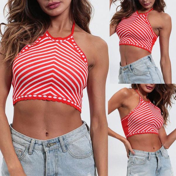 

women's tanks & camis vest fashion sling stitching striped bandage small holiday evening party ladies mujer 2021, White