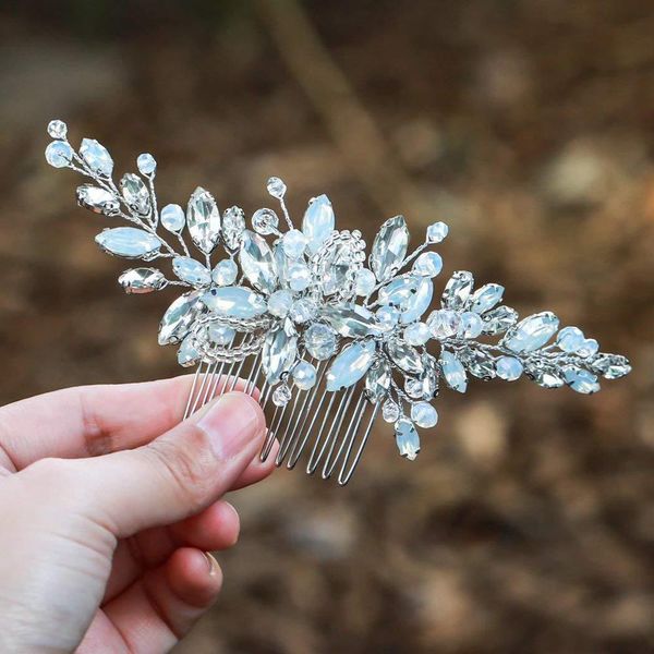 

rhinestone hair comb hair accessories for women head jewelry silver bride hair comb rhinestone wedding headpiece ornament, Golden;white