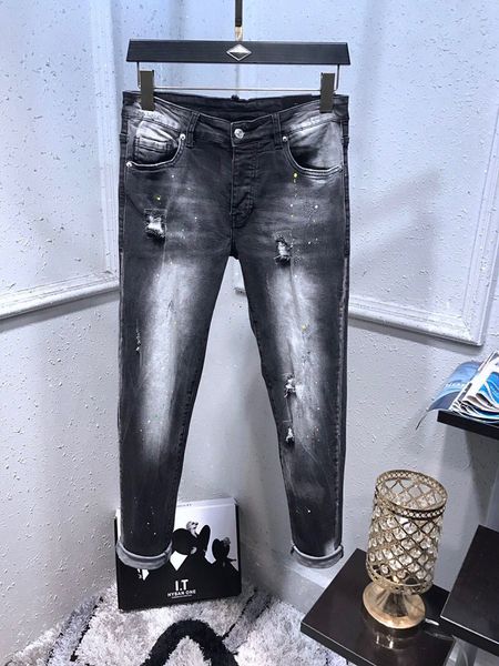 

new men designer jeans camouflage black striped pockets zipper pencil biker jean pants can be recommended size 0201, Blue