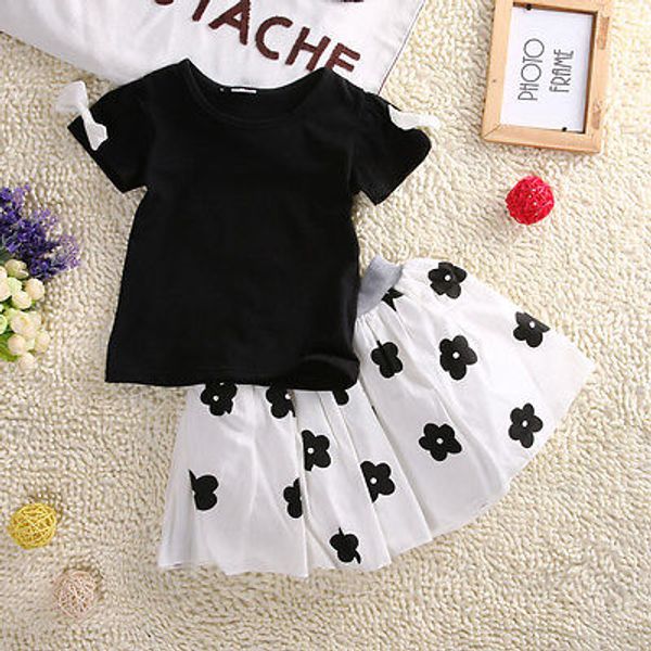 

toddler kids baby girls clothes shirt +floral tutu skirt dress 2pcs outfits set