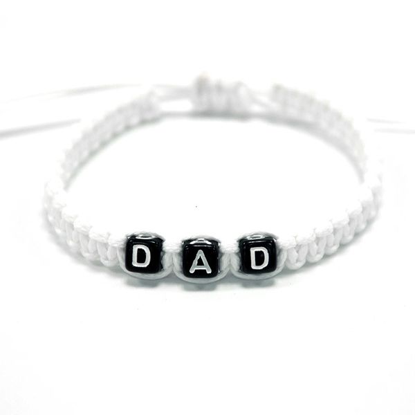 

1pcs exquisite white cord with black beaded dad charm bracelets adjust size for baby shower new daddy infinity jewelry gift, Golden;silver