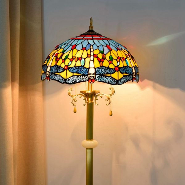 

european-style floor lamp mediterranean retro lamps tiffany living room bedroom study sofa floor lamp standing lamp bar decoration lamps