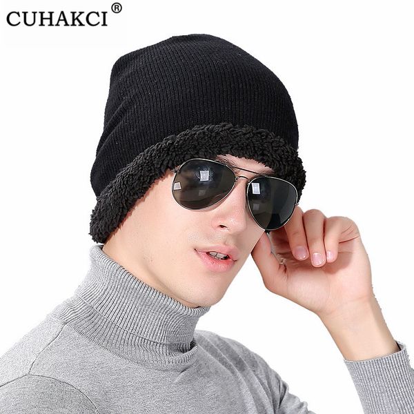 

cuhakci skullies velvet beanies winter hats for men knitted hat women male gorras warm soft thick balaclava bonnet ski beanie