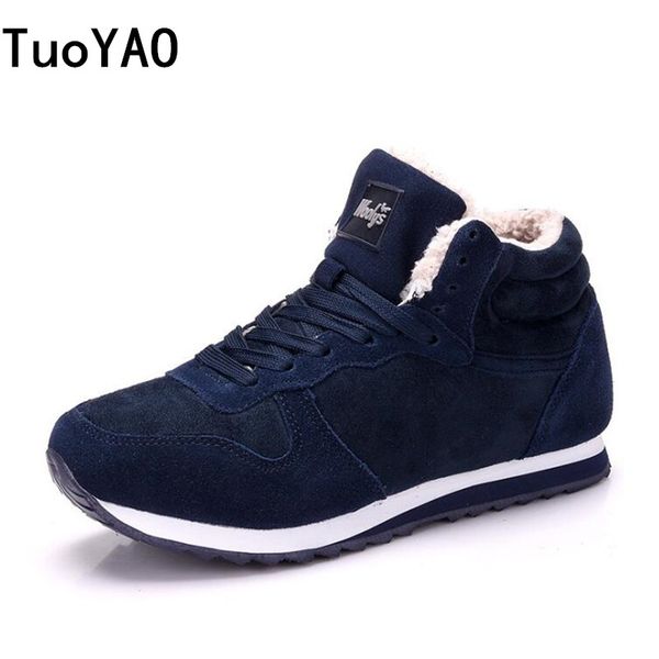 

tuoyao new 2020 fashion men winter plush warm snow black sneaker casual men winter footwear outdoor walking shoe plus size 36-48