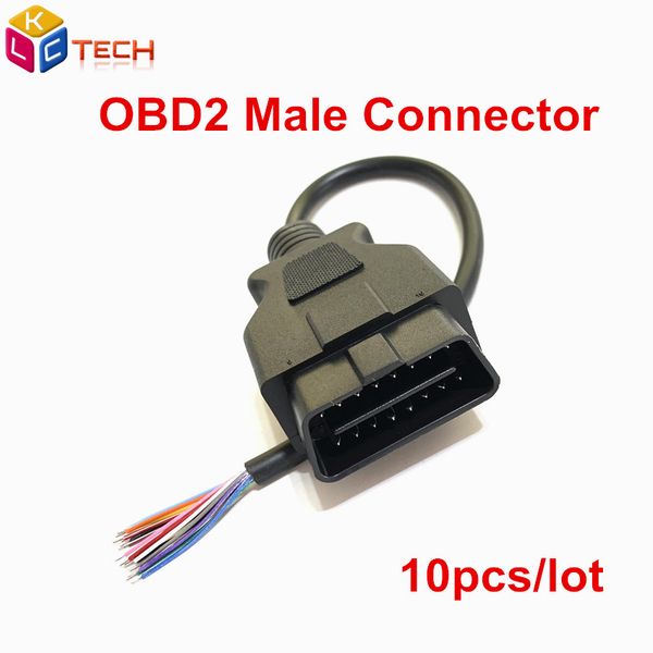 

10pcs/lot universal 16pin 16 pin eobd2 obdii obd ii obd2 connector male plug adapter to female