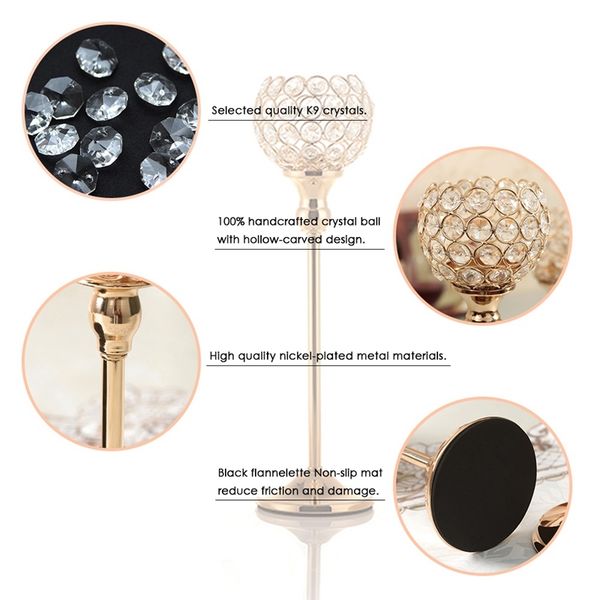 

crystal candle holders stand metal pillar candlesticks set mother's day holiday decoration table centerpiece candelabra candle holders