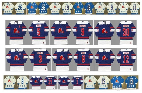 

vintage quebec nordiques jersey 3 j.c. tremblay 8 marc tardif 12 michel parizeau 5 rejean houleq 9 real cloutier 30 brodeur ccm retro hockey, Black;red