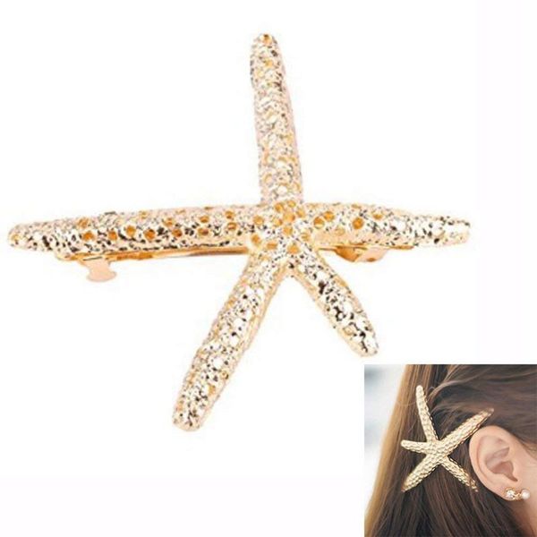 

other women's jewelry hair accessories starfish hairpin, Golden;white