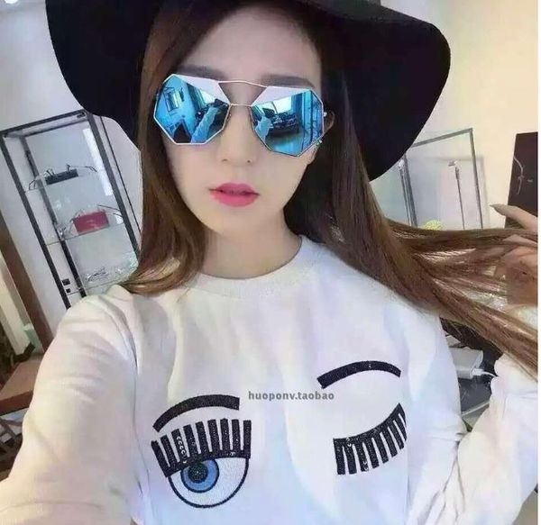 

sunglasses with polygonal bi-color metal frame, White;black