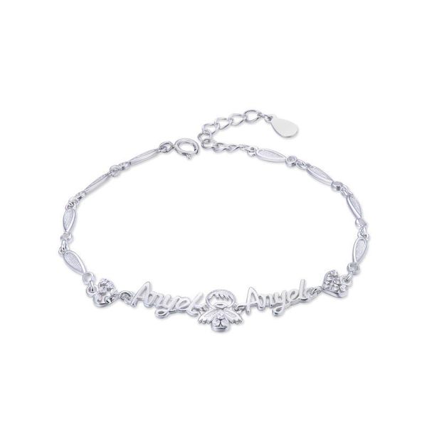 

15.5 cm wholesale bracelet zircon s925 sterling silver fashion lady jewelry rose gold creative cute little angel luxury bracelet, Black