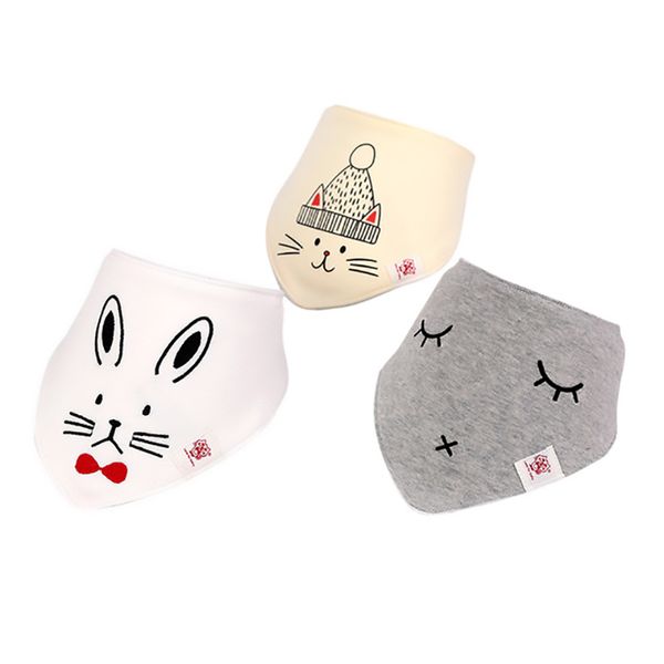 

3-pack/lot baby bibs waterproof cute cartoon print embroidery saliva towel 100% cotton newborn toddler infant boys girls stuff