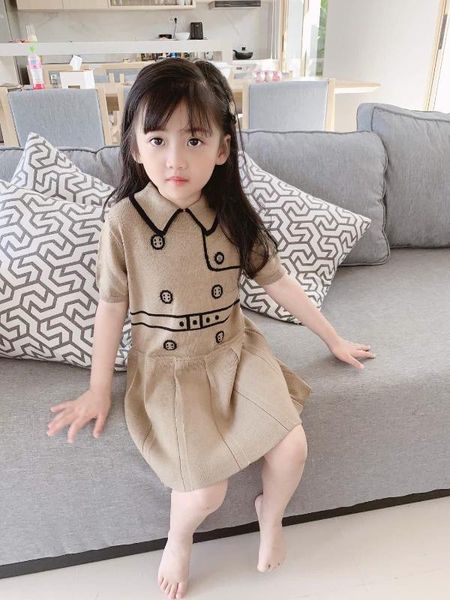 

2020 [предпродажная] весна лето мода платье для девочки сладкий стиль колледжа с короткими рукавами цвета хаки платье маленьких девочек, Red;yellow