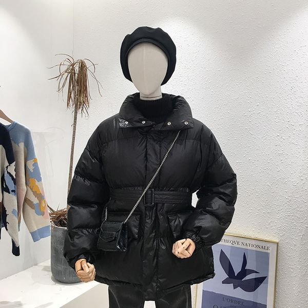 

mooirue winter cotton-padded loose coat with sashes thickening parkas casual streetwear harajuku overcoat warm black