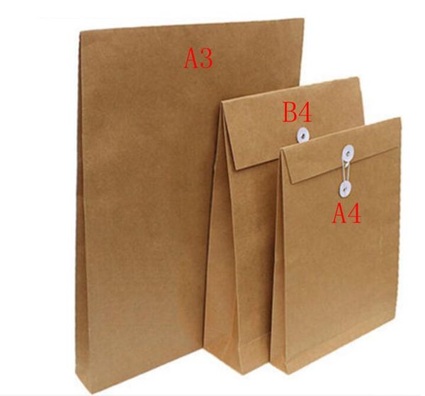 

a3 a4 b4 brown kraft paper file holder envelope bags document storage organizer envelopes with string school office folder bag