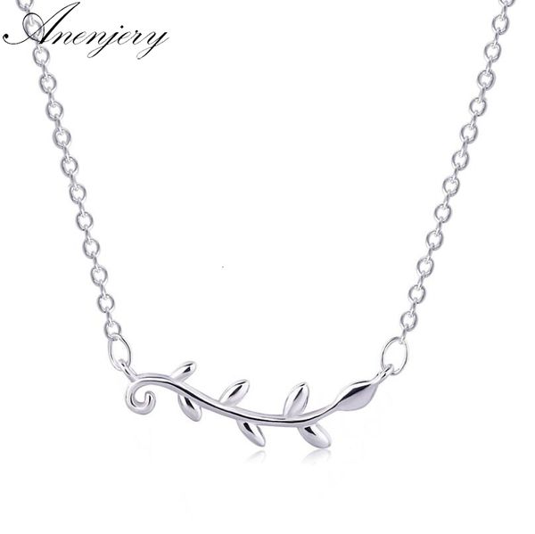 

simple fashion lucky leaf clavicle necklace for women 925 sterling silver necklace collares kolye
