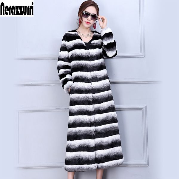 

nerazzurri chinchilla fur coat women winter thick warm long sleeve v neck maxi plus size faux fur outwear 5xl 6xl, Black