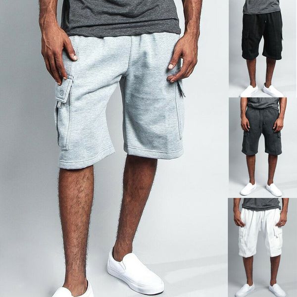 

мода хип-хоп мужчины капри короткие брюки мешковатые грузовые веревочные шорты пляжные тренировочные шорты карман эластичный пояс хлопок пол, White;black