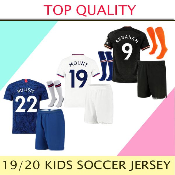 

kids kit 19 20 soccer jersey abraham mount pulisic children football shirt bakayoko camiseta willian jorginho 2019 2020 kante maillot, Black