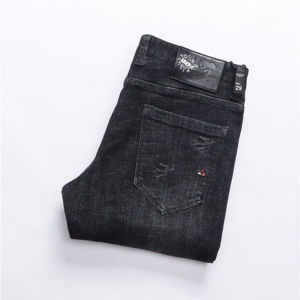 

мужские джинсы мужские черные тонкие приливные прямые джинсы, Blue