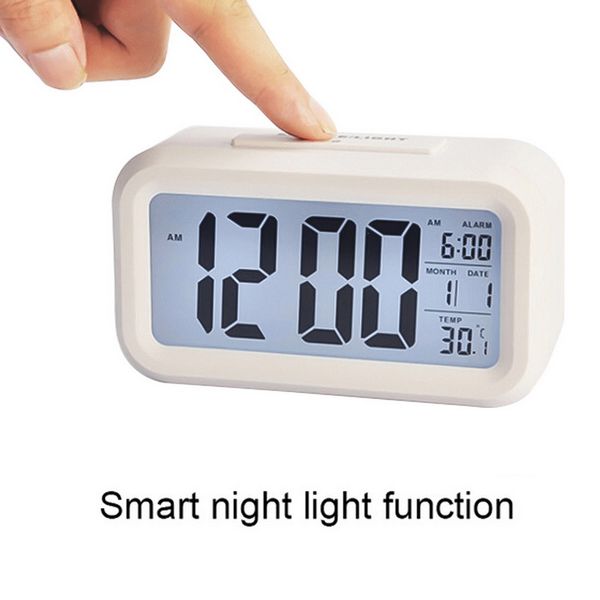 

digital alarm clocks led clock multifunction snooze smart mute backlight display temperature calendar time night lcd light table