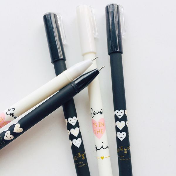 

3x smile heart gel pen rollerball pen stationery school office supply 0.5mm black ink