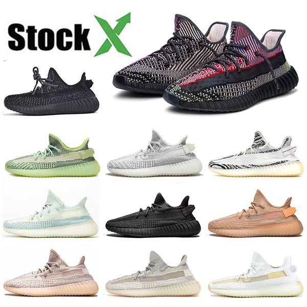 

new kanye west v2 designer luxury running shoes static black refective cloud white clay men women triple blue tennis trainer sport sneakers, White;red