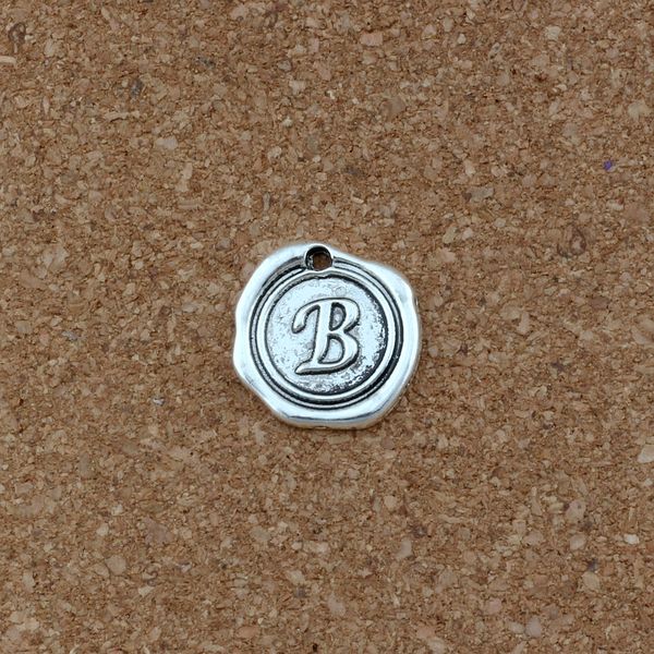 

100pcs/lots single side letter " b" disc initial alloy charms pendants diy accessories 18x18.5mm antique silver a-460, Bronze;silver