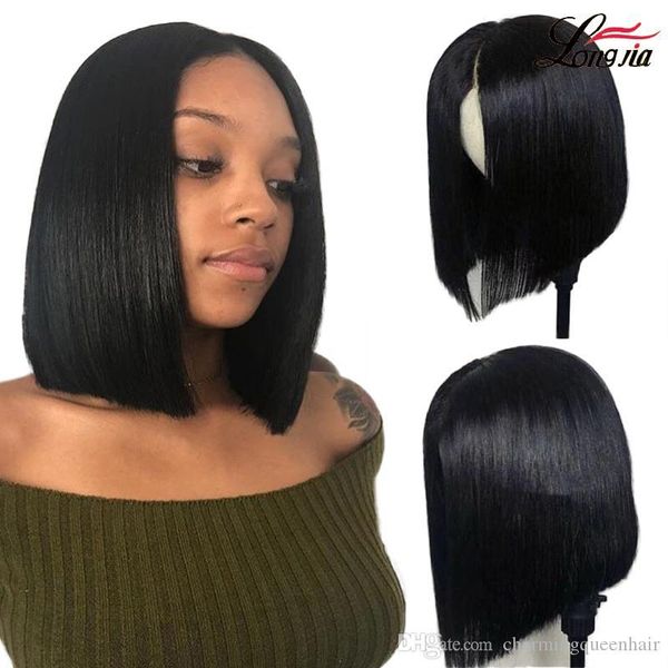 Peruvian Straight Short Bob Wig Natural Color Straight Lace