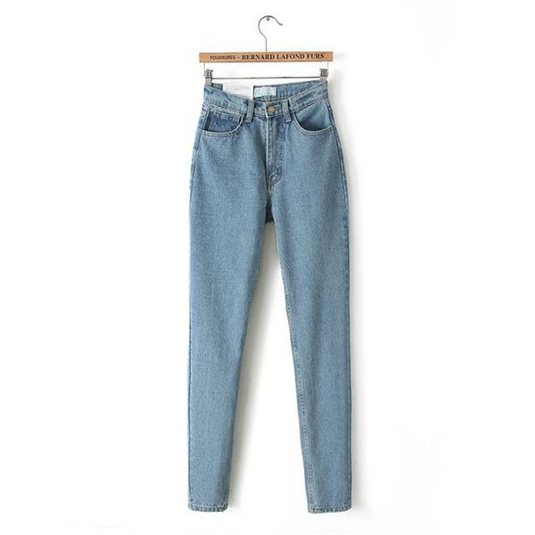 

2019 autumn new vintage trendy high waist slim jeans women full length denim pants loose boyfriend cowboy pants, Blue
