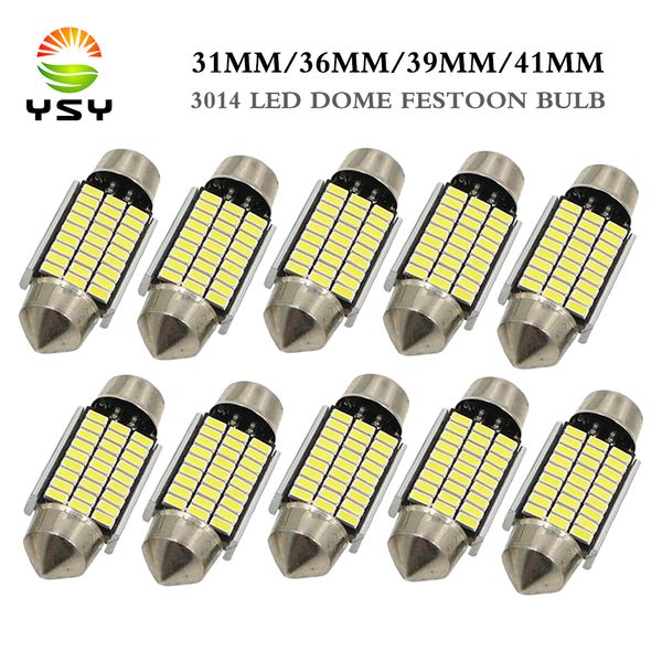 

ysy 10pcs 31mm 36mm 39mm 41mm car led c5w interior lights festoon dome door lamp 18 27 30 33 smd 3014 canbus bulbs white