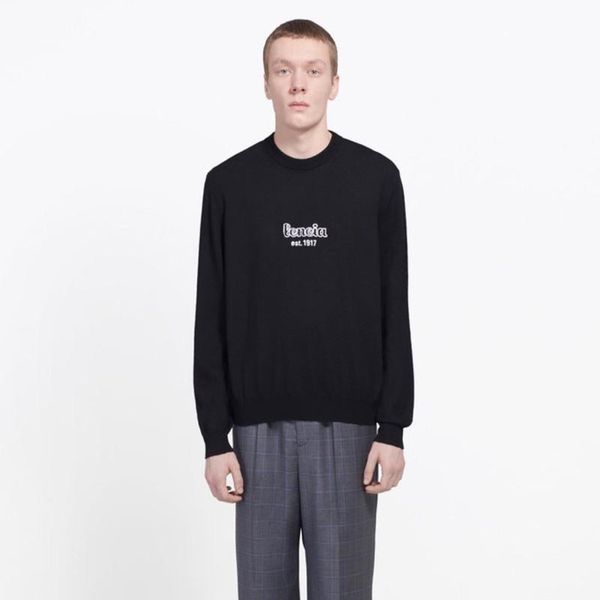 

19fw blcg logo embroidery pure color sweatshirt o-neck long sleeve couple street pullover fashion coat hfhlwy028, Black