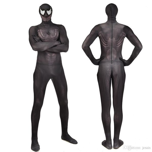 

в качестве супергероя мужская жесткие спандекс костюм косплей 3d demon hero venom zipper всего тела halloween theme партии взрослый ребенок, Black;red